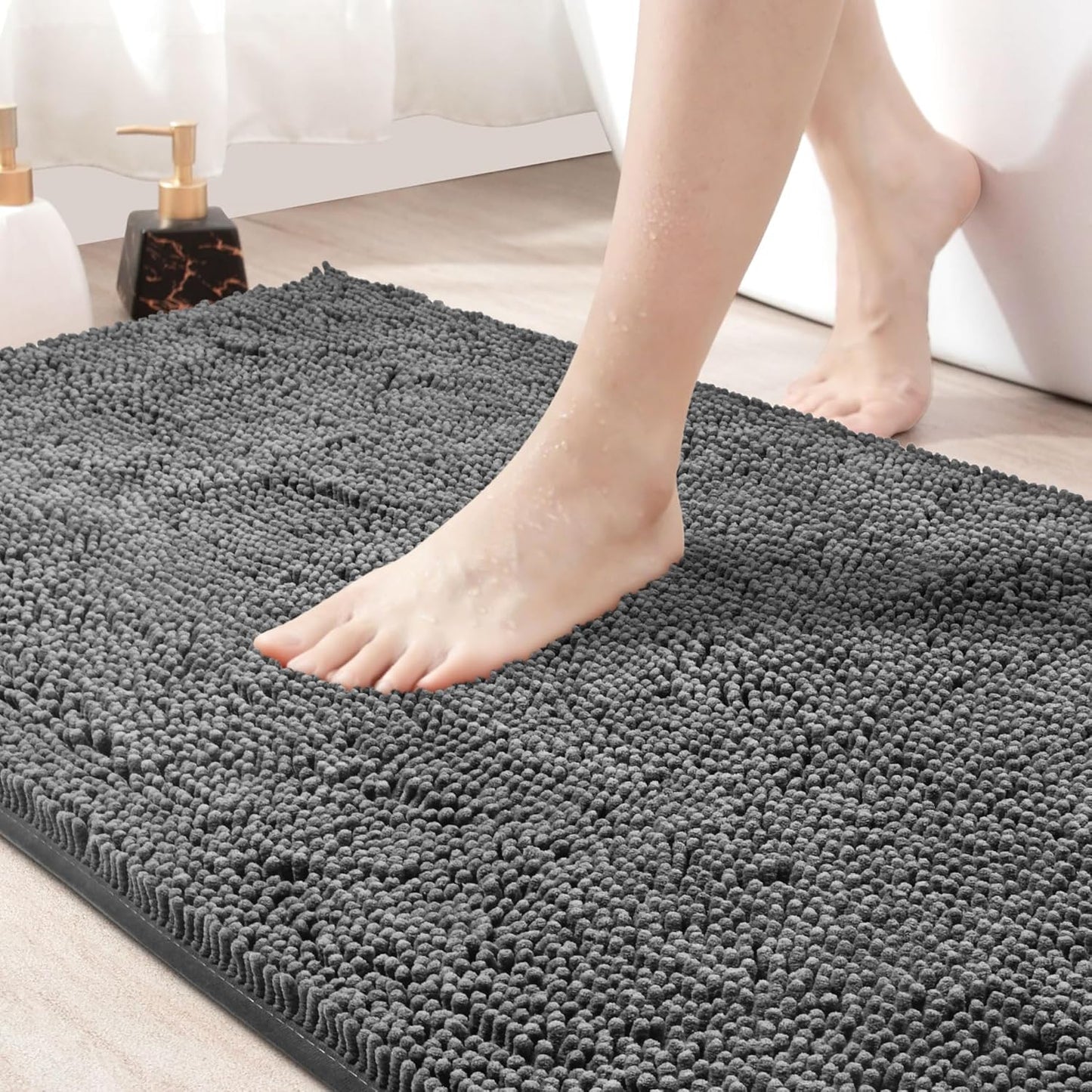 Amyracel Bathroom Rug Mat 48x72, Thick Soft Quick Dry Absorbent Chenille Bath Rug, Rubber Back Non Slip Machine Washable Bath Mat for Bathroom Shower Tub Floor