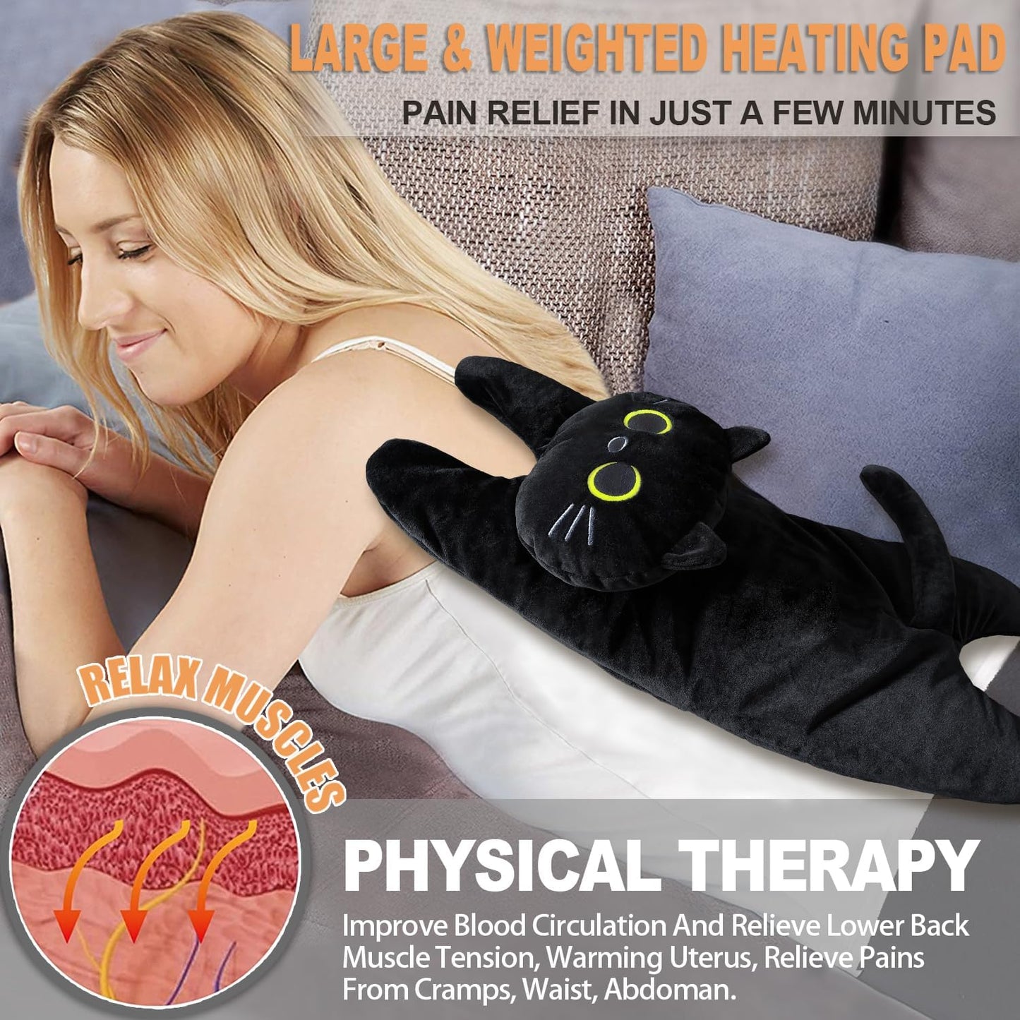 Microwave Heating Pad for Cramps Pain Relief, 19 * 9" Microwavable Heating Pads for Back, Neck Shoulder, Cute Microwave Heating Pad Stuffed Animal, Moist Heat Pack, Lavender