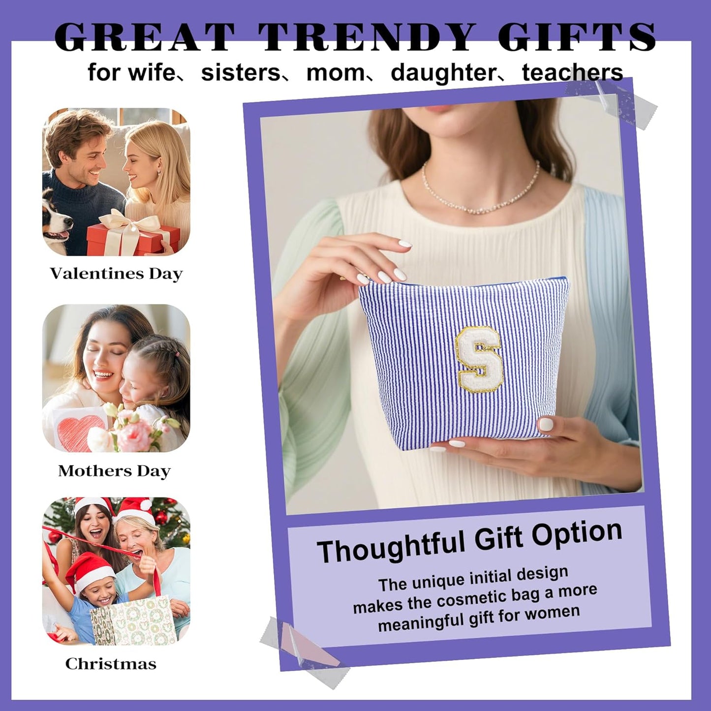 Travel Essentials - Portable Travel Toiletry Bag for Women, Initial Makeup Kit Organizer Make up Cosmetic Bag Set Blue Stuff Birthday Gifts for Women Daughter Mom, Blue Letter J