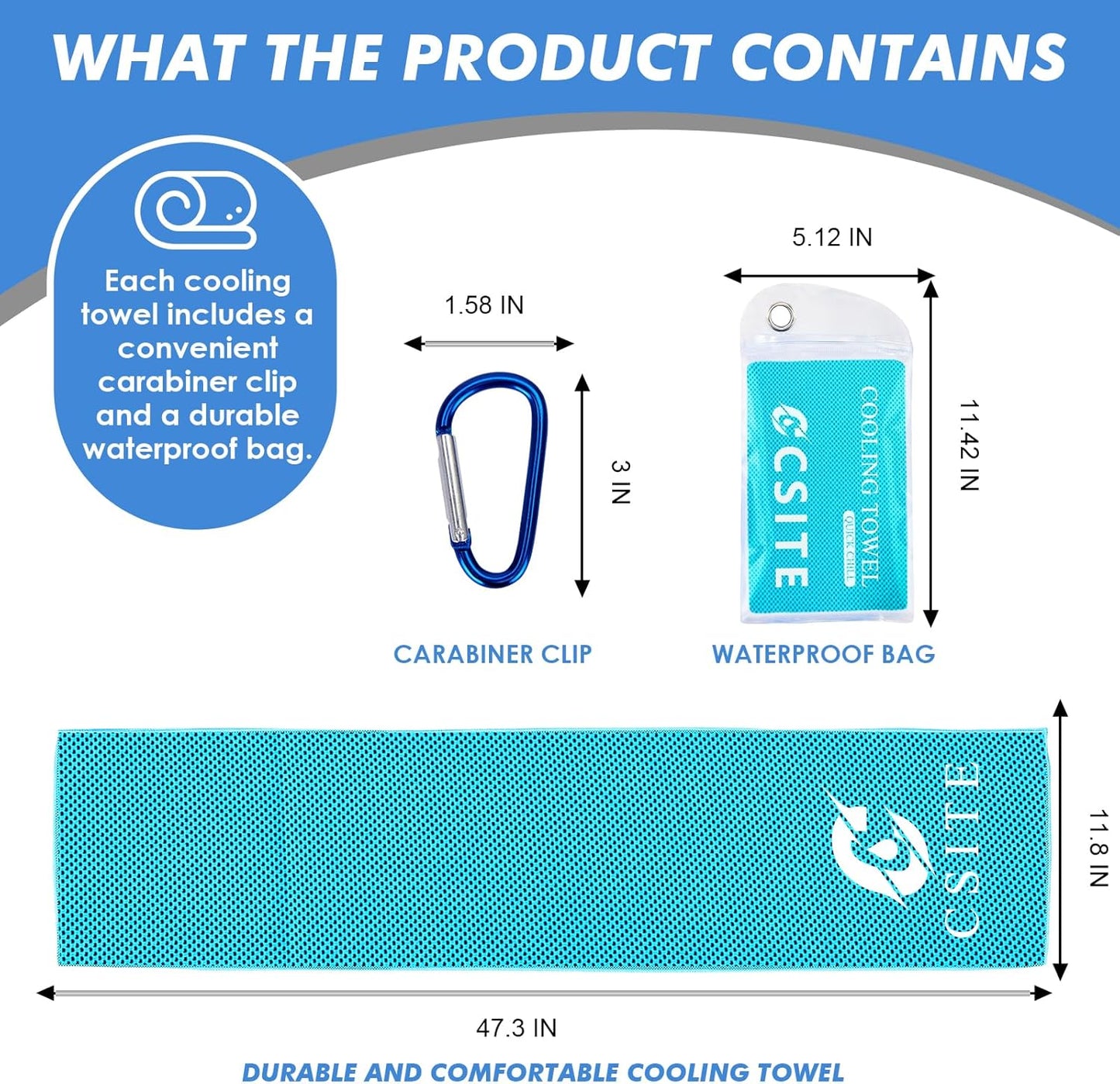 Cooling Towels for Neck and Face - 4 Pack 47x12 Inch Ice Cold Microfiber Towels, Soft & Breathable Cooling Towel for Hot Weather, Sports, Yoga, Workout, Running, Golf, Camping