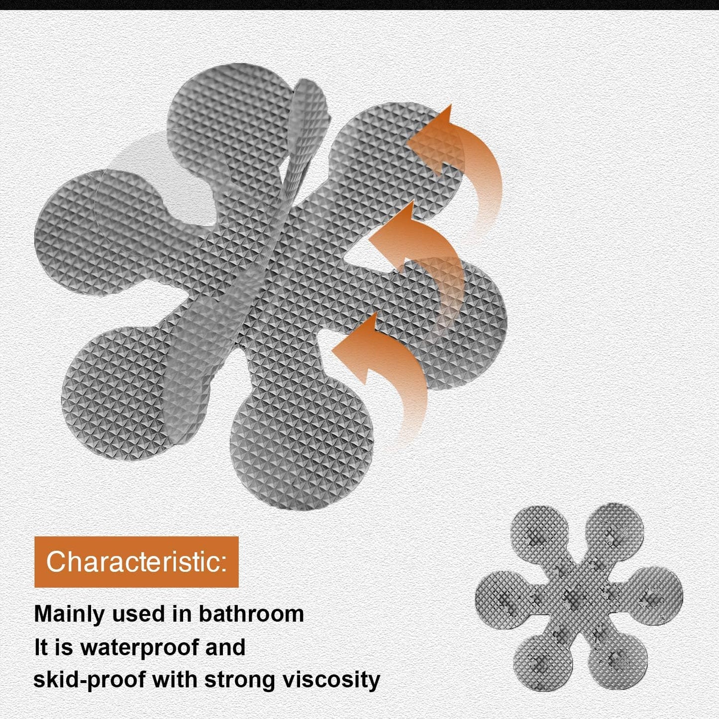 Bathtub Stickers Non-Slip, 12 PCS Grey Safety Shower Treads Adhesive Appliques with Premium Scraper