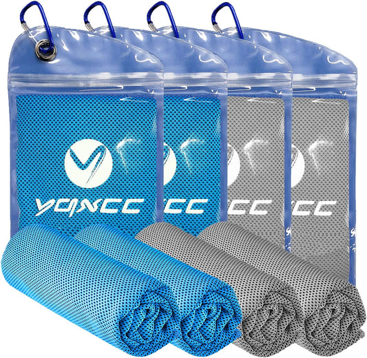 YQXCC Cooling Towels | 4 Pack 47"x12" | Ice Cool for Neck | Microfiber Soft Breathable Chilly | for Yoga, Sports, Golf, Gym, Camping, Running, Fitness, Workout & More Activities