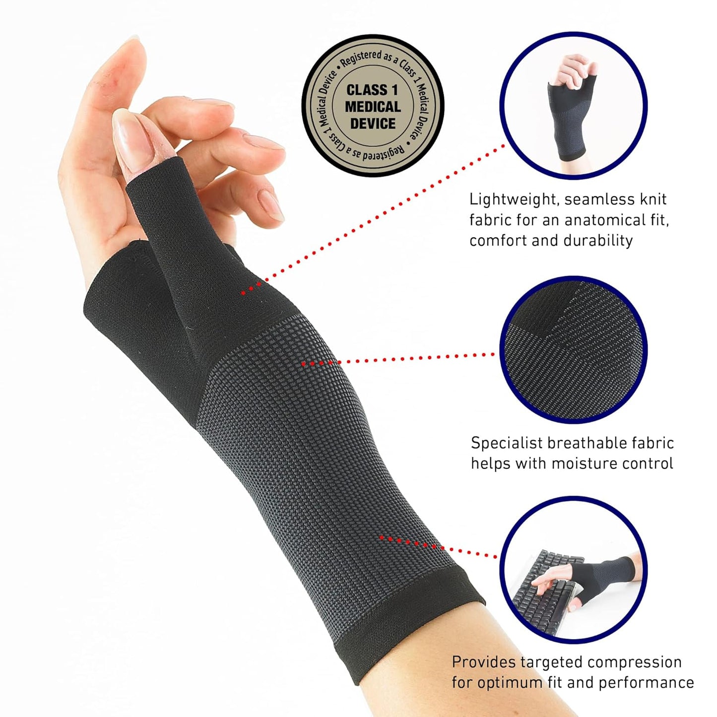 Neo-G Wrist and Thumb Support for Arthritis, Joint Pain, Tendonitis, Sprain - Wrist Brace Wrist Compression Hand Support - M - Black