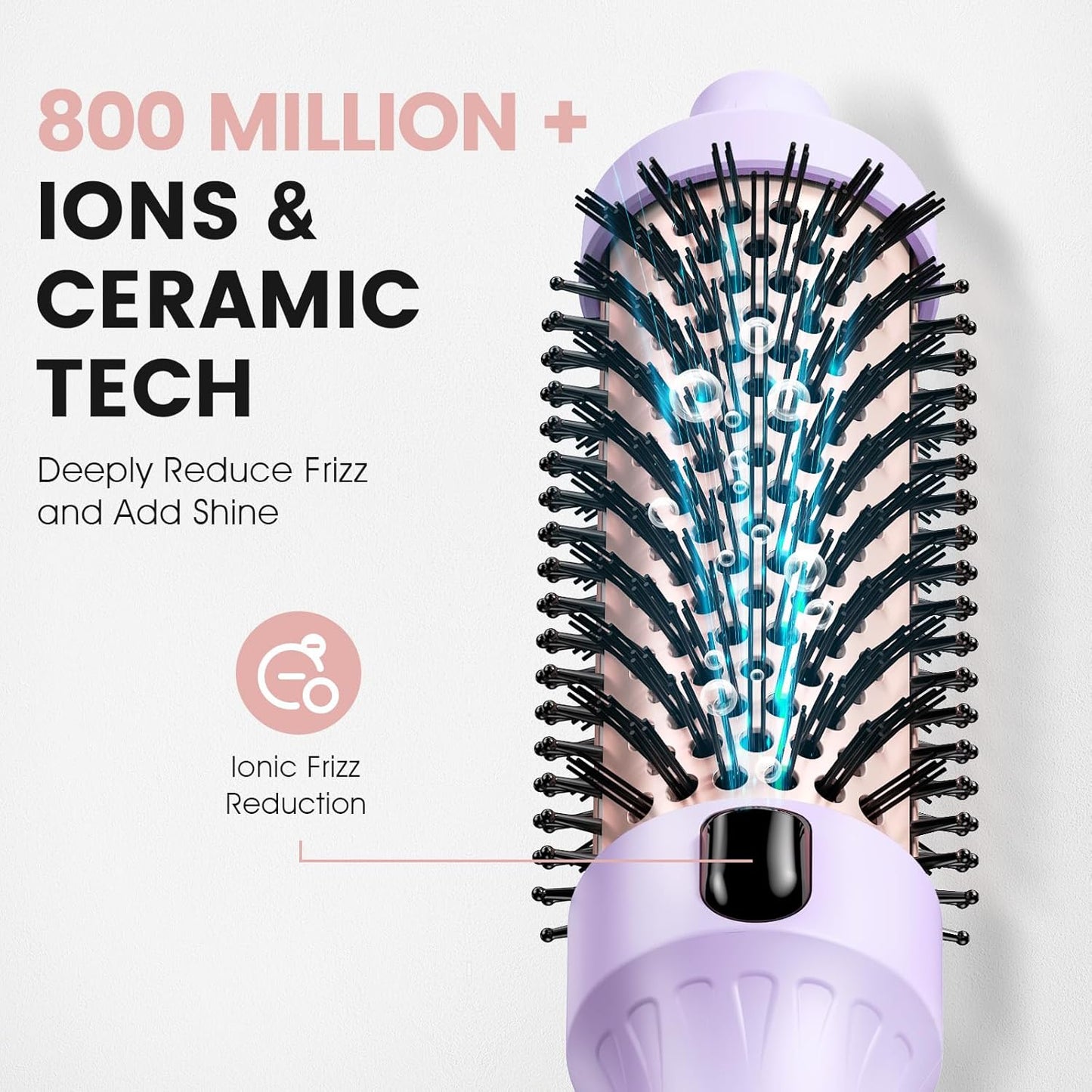 Zavarea Thermal Brush, 1.5 Inch Heated Round Brush for Blowout Look, Hot Styler with 800M Negative Ions & Ceramic for Less Damage & Frizz, Boosts Shine & Easy to Use, Dual Voltage, Valoran Purple