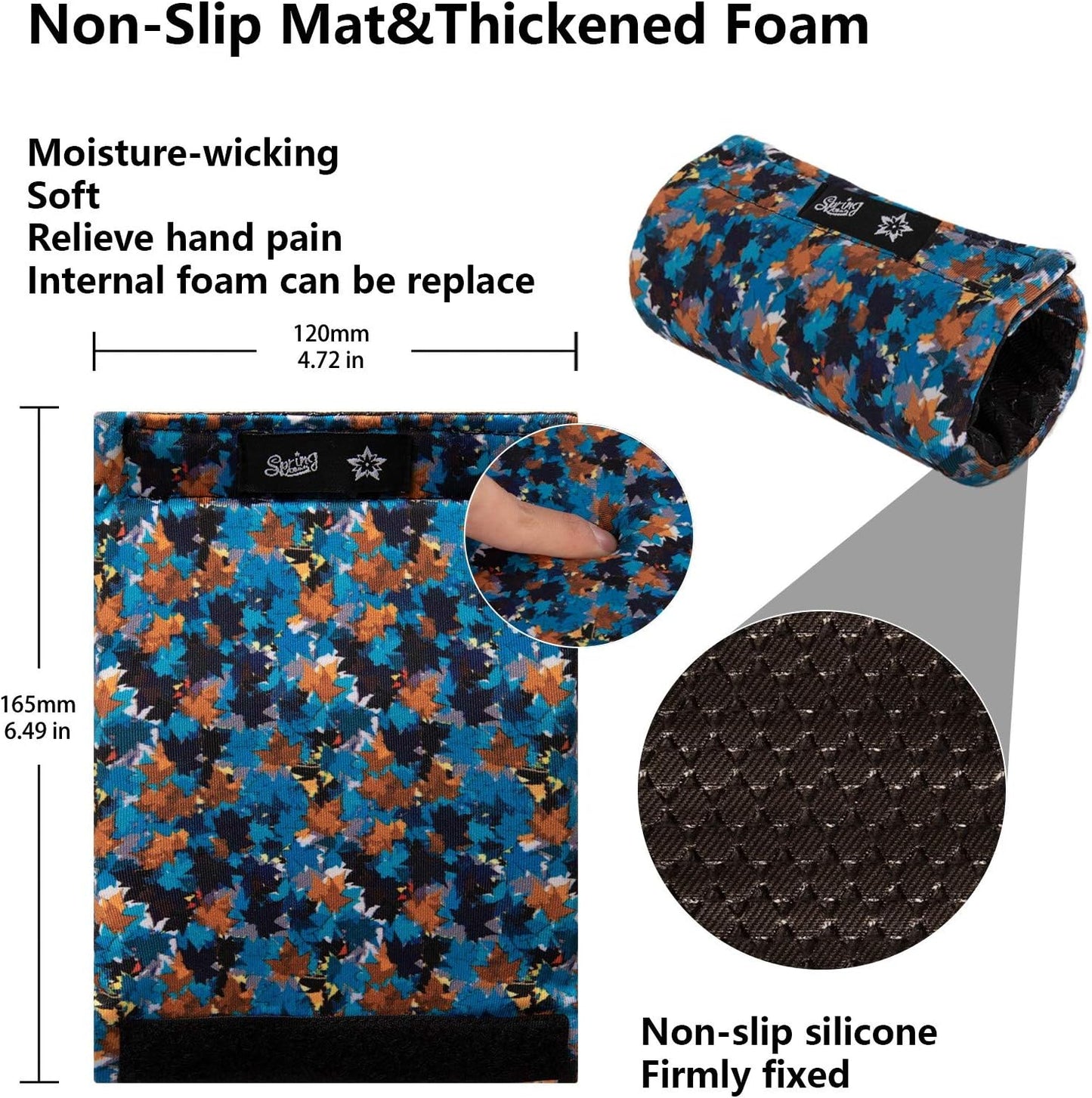Spring Seaon Universal Walker Handle Padded -Hand Grip (2 Pack) Covers Non-Slip Cushion Padding for Folding Rolling Walker,Rollator Handle-Crutch Handle Pad Grips- Mobility Aid