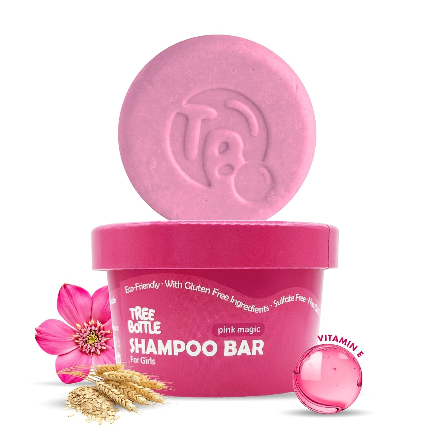 Hydrolyzed Oat Protein + Squalane Shampoo Bar for Girls - 4.5oz - For all Hair Types - Gentle on sensitive Eyes & Scalp - Natural, Tear-Free, Sulfate & Paraben-Free - Made in USA - 4.5oz