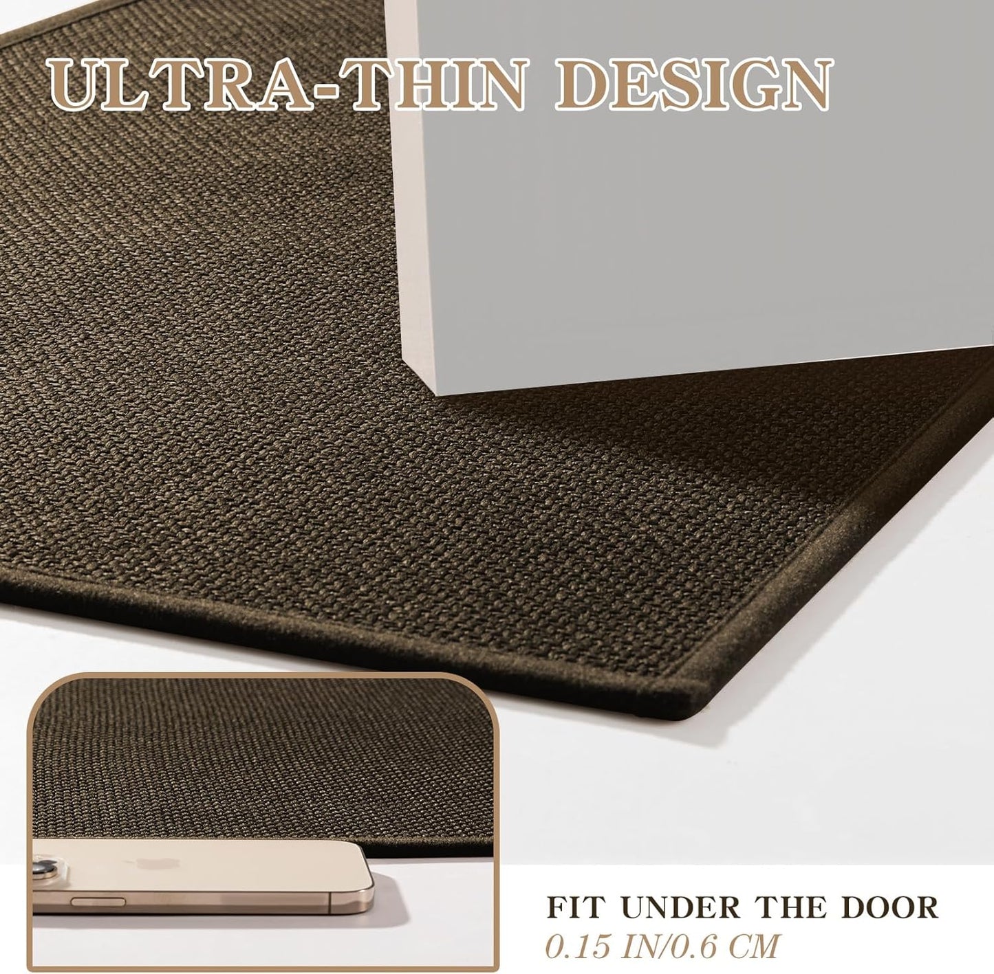 chakme Bathroom Rugs Mat U-Shaped 24x17, Ultra ThinNon Slip Bath Mat Small Quick Dry Absorbent Bath Matfor Bathroom Floor, (Brown, U-24"x17")
