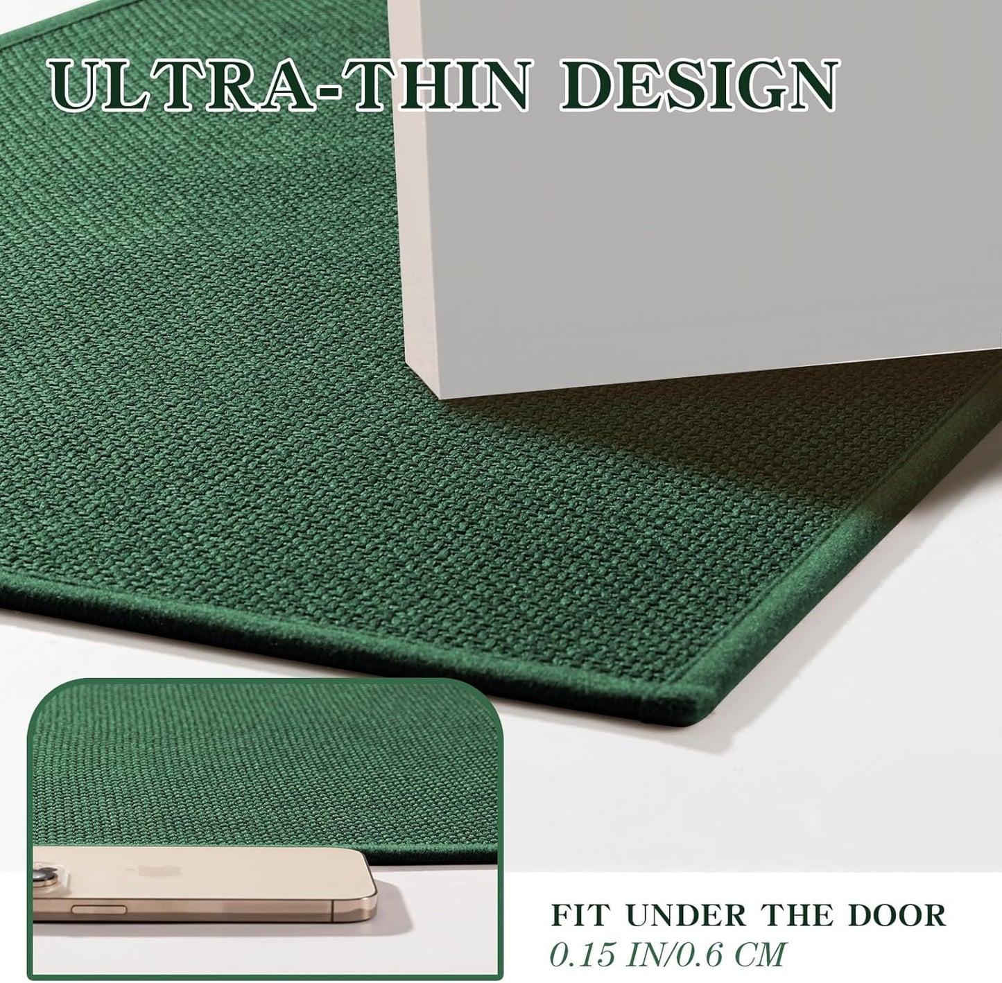 chakme Bathroom Rugs Mat U-Shaped 24x17, Ultra ThinNon Slip Bath Mat Small Quick Dry Absorbent Bath Matfor Bathroom Floor, (Dark Green, U-24"x17")