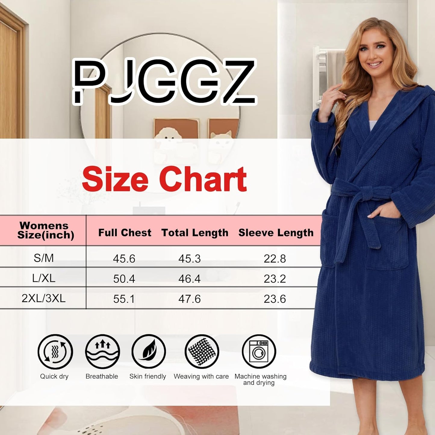 Hooded Bathrobes for Women, Soft Long Towel Robes for Women - Quick Dry yet Warm