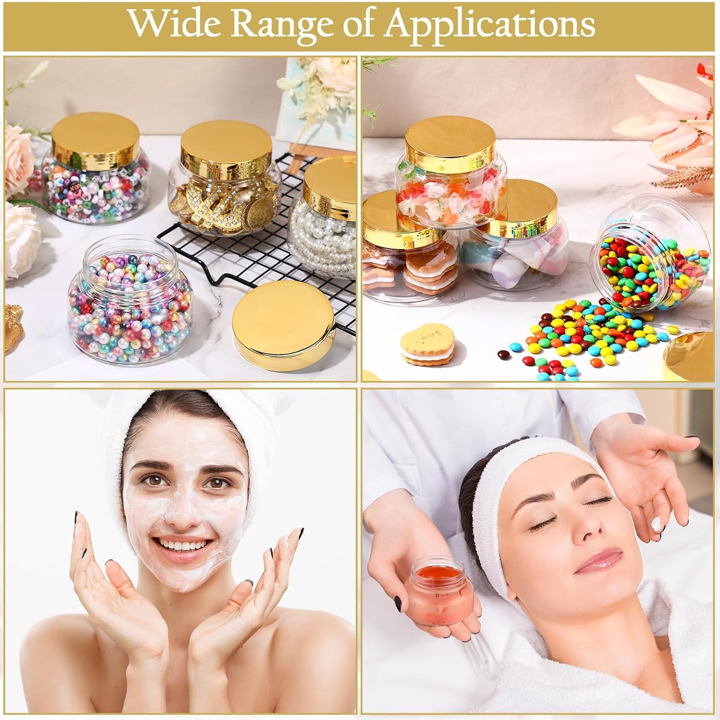 Mumufy Clear Plastic Jars with Lids Round Plastic Containers Empty Travel Containers for Creams Refillable Cosmetic Jars for Lotions Body Scrub Body Butter(48 Pcs,8 oz)