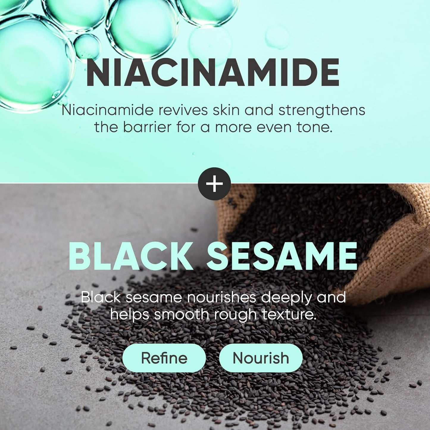 Niacinamide Facial Bar with Black Sesame - Nourishing & Moisturizing Face Wash Soap Bar for All Skin Types - Vegan & Travel-Friendly Korean Skincare (95g, 3.35 oz)