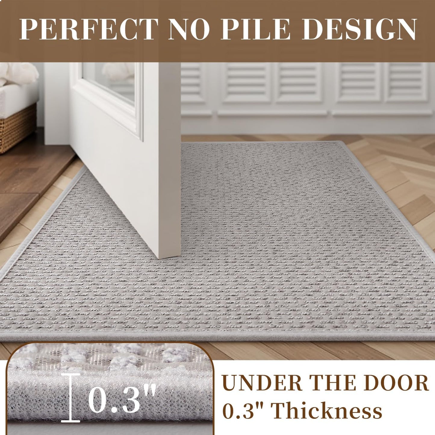 RESARE Non Slip Bathroom Runner - Machine Washable Bath Rugs, Super Absorbent Bath Mat Quick Dry Bath Runner, Bath Mat Ultra Soft Rugs for Bathroom Floor, 24"x47" Light Grey