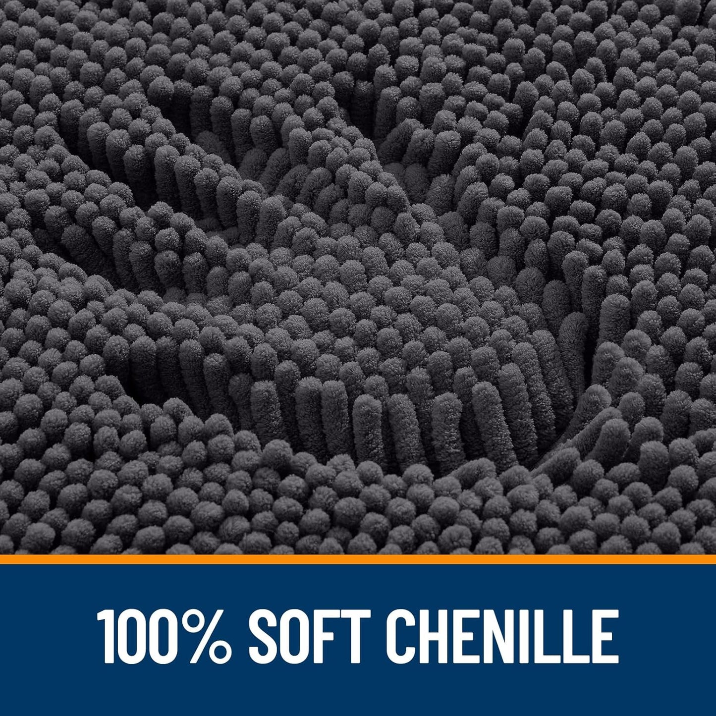 OLANLY Bathroom Rugs 44x32, Extra Soft Absorbent Chenille Bath Rugs, Rubber Backing Quick Dry, Machine Washable Bath Mats for Bathroom Floor, Tub and Shower, Home Decor Accessories, Dark Grey