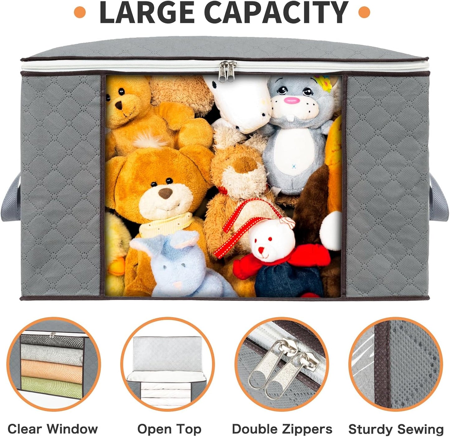 combocube 6 Pack Closet Organizers and Storage Containers, Clothes Storage Bins, Storage Bags with Large Clear Window & Handles for Comforter, Pillow, Quilt, Bedding, Clothes