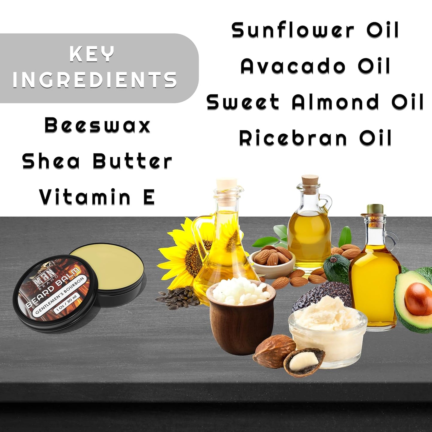 Beard Grooming Product - Natural Beeswax Based Conditioning Balm for Styling and Care - Scented in Gentlemen's Bourbon (1 oz / 30 ml)