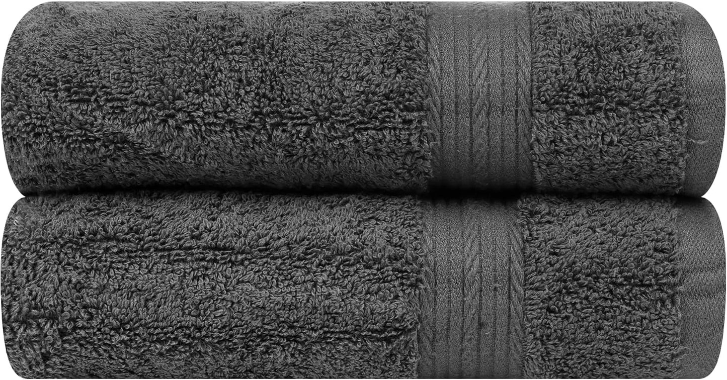 Ample Decor Hand Towels for Bathroom 18 X 28 Inch 600 GSM 100% Cotton, Soft Absorbent - 2 Pcs Gray