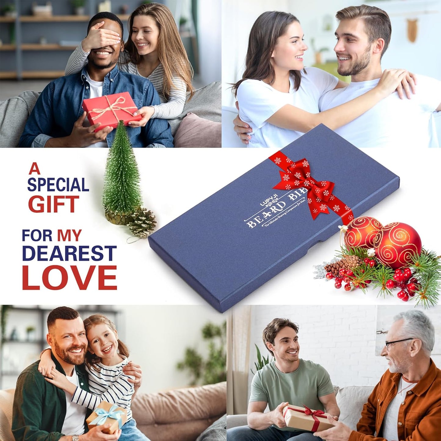 Beard Bib Apron, Adjustable Beard Trimming Hair Catcher, Christmas Gift for Dad