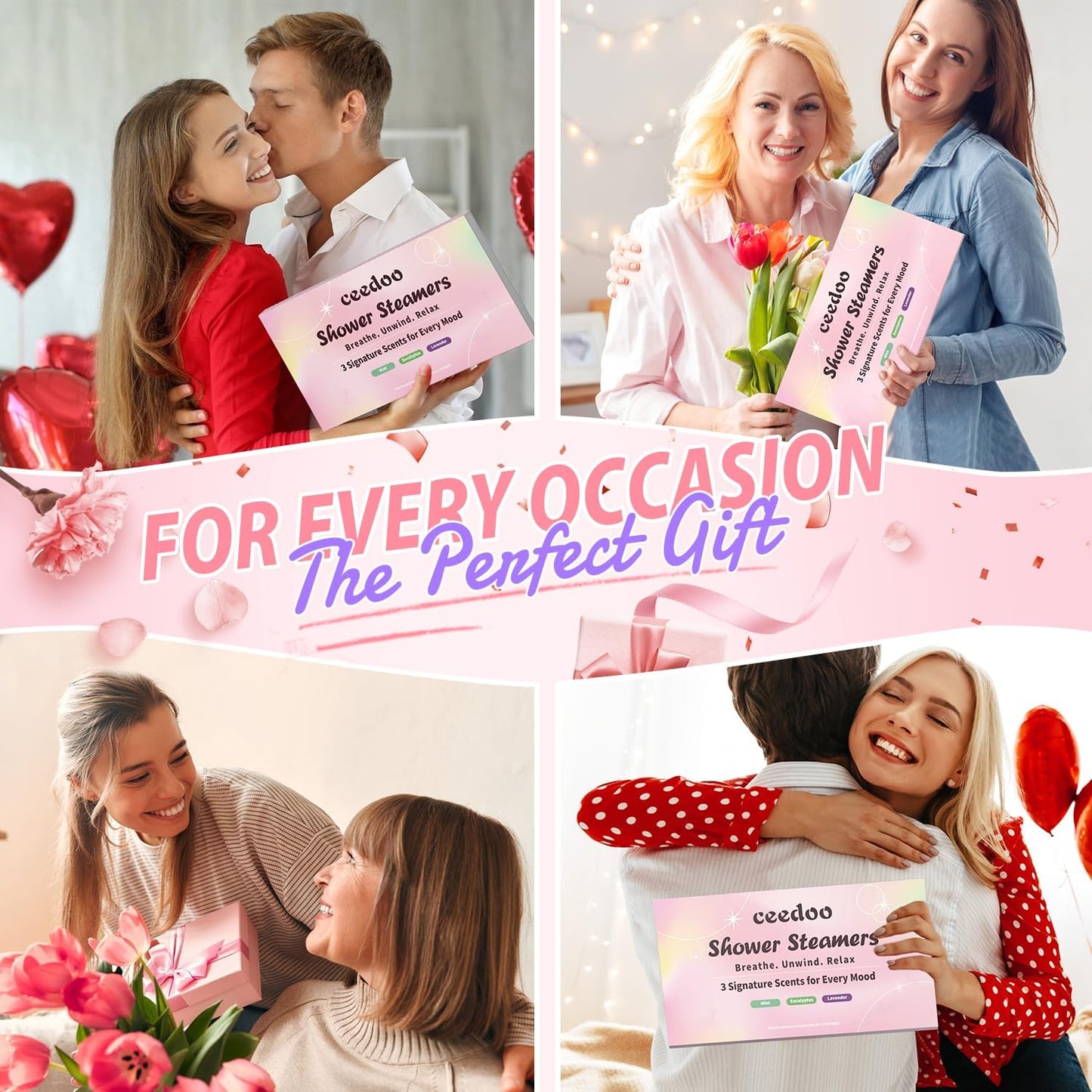 Shower Steamers Aromatherapy 6 Pack Gifts for Women Mom Men, Gifts for Her Stress Relief Home Spa, Birthday Gift Lavender Natural Essential Oil Self Care Relaxation Shower Bombs Teen