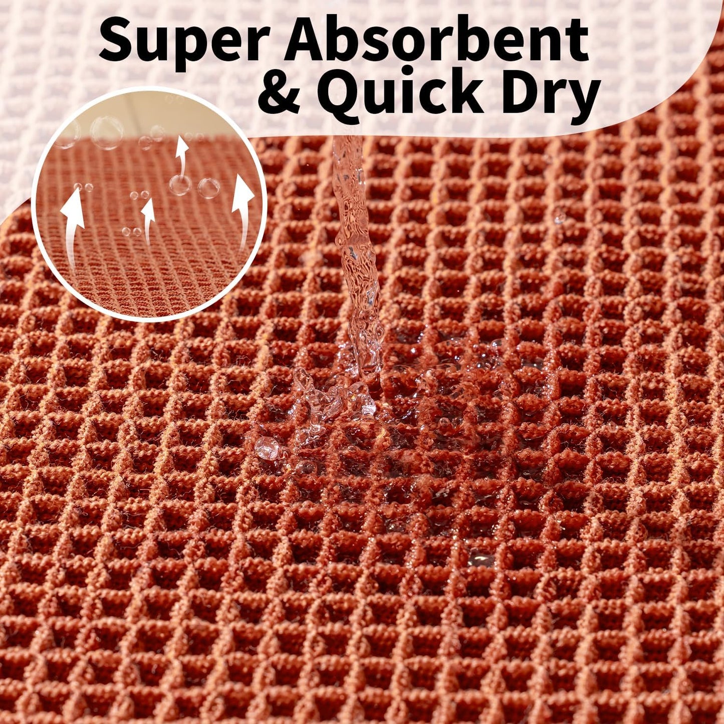 Waffle Bath Mat - Boho Bathroom Rugs Non Slip Washable, Super Absorbent & Quick Dry, Soft Bath Mat Farmhouse Bathroom Decor, 20'' x 48'', Dirty Orange