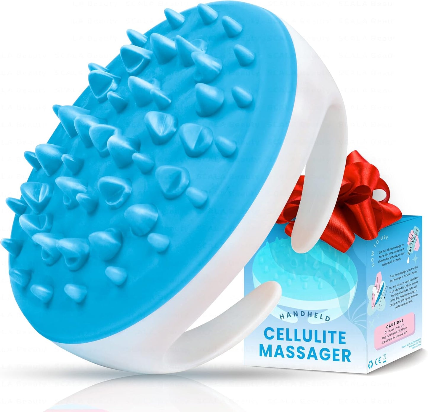 Scala Silicone Anti Cellulite Massager, Body Shower Scrubber, Cellulite Remover - Improve Circulation, Distribute Fat Deposits, Body Massager, Exfoliator, Fat Roller Use with Creams and Oils, Aqua