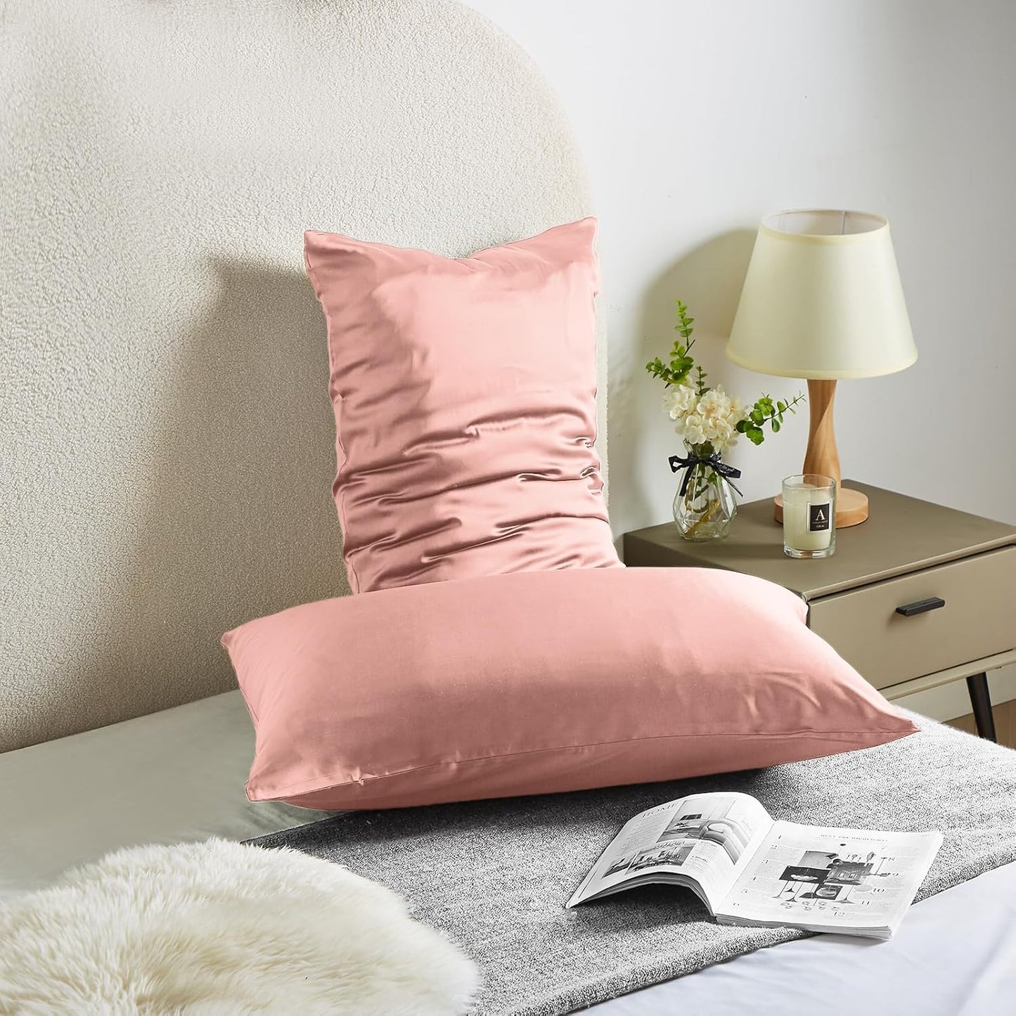 Silk Pillowcase for Hair and Skin Mulberry Silk Pillowcase Soft Breathable Smooth Both Sided Natural Silk Pillowcase with Zipper Beauty Sleep Silk Pillow Case 1 Pack for Gift(Queen,Baby Pink)