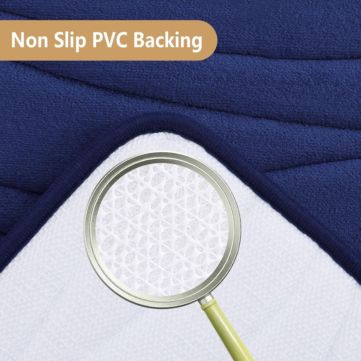 Buganda Memory Foam Toilet Rugs U-Shaped 24x20, Ultra Soft and Absorbent Bathroom Rugs, Non-Slip Toilet Bath Mat, Machine Wash Dry, Contour Bath Rugs for Toilet Base, Navy