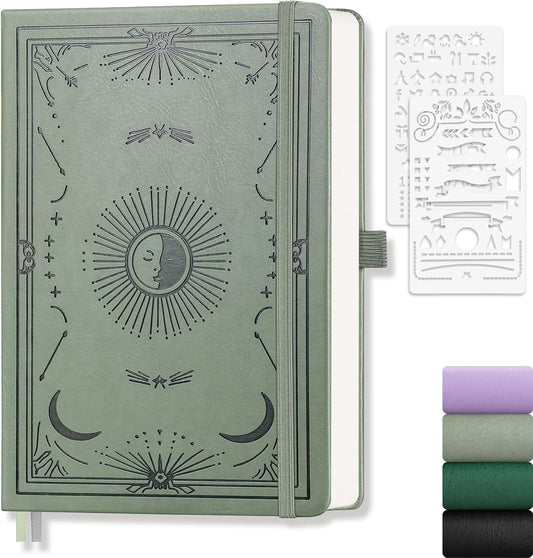 Dotted Journal for Women Men, 192 Pages A5 Notebook Journal, Hardcover Notebook with 100Gsm Thick Pages, Leather Note Book for Writing, Travel, Business, Office, Prayer 5.7 x 8.3, Light Green