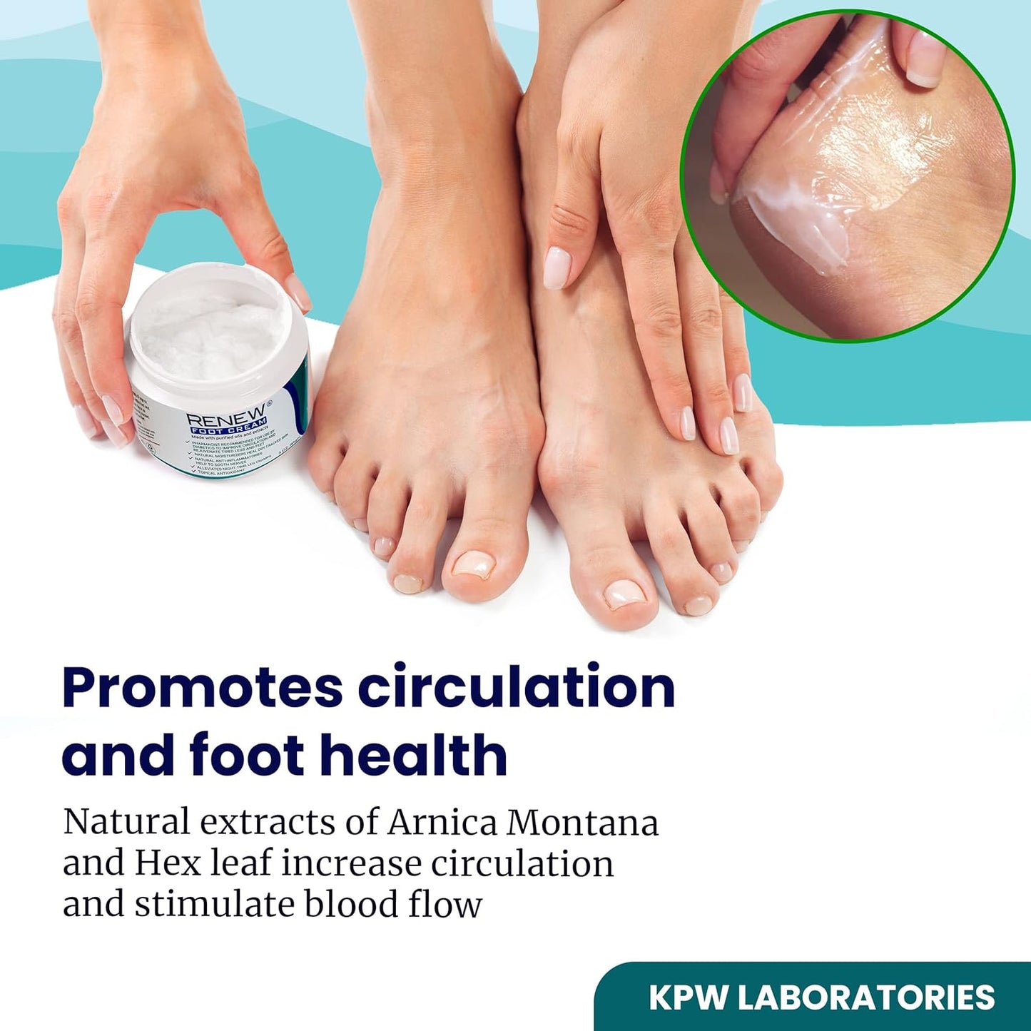 KPW Laboratories for Dry Cracked Heels - All-Natural Foot Care for Women and Men, Hydrating Foot Cream for Dry Feet to Promote Circulation