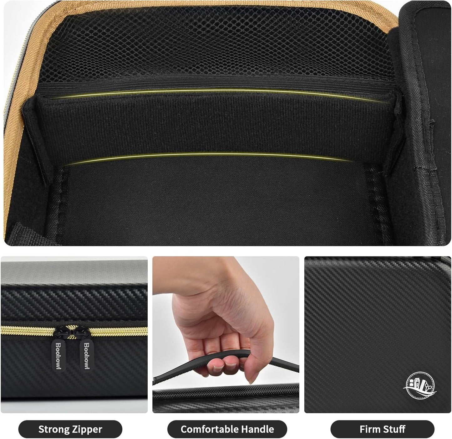 Boobowl Barber Accessories Bag for Clippers and Supplies, Mens Hair Trimmers Box, Portable Clipper Storage Holder for Hair Cutting, Guard Grooming Kit and Barbers Supplies (Bag Only)-Dark Black