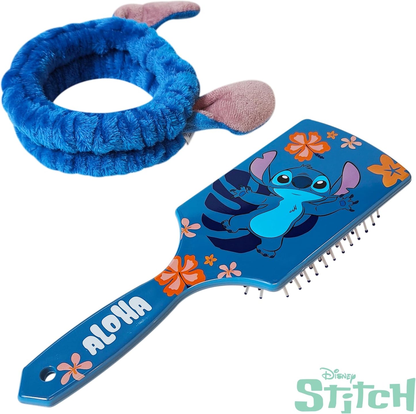 LUV HER Disney Lilo & Stitch Kids Hair Brush & Spa Headband Set for Girls - with Stitch - Fun Grooming Kit for Detangling, Styling & Skincare - Soft & Stretchy One Size, Ages 3+
