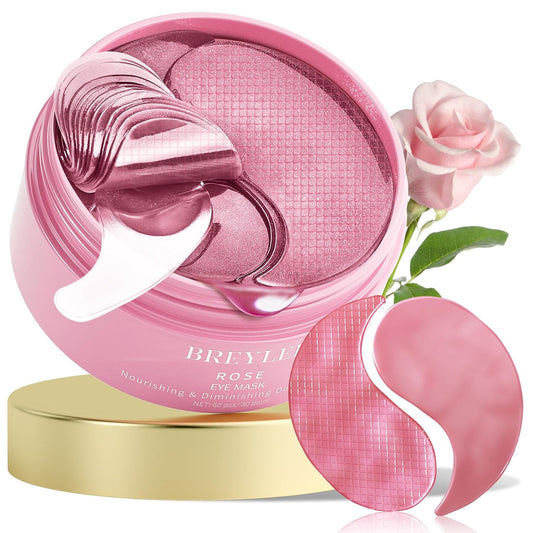 BREYLEE Rose Eye Mask– 60 Pcs, Under Eye Patches, Patches For Puffy Eyes,Hydrates, Improves And Firms The Eye Area, Suitable For Both Women And Men.