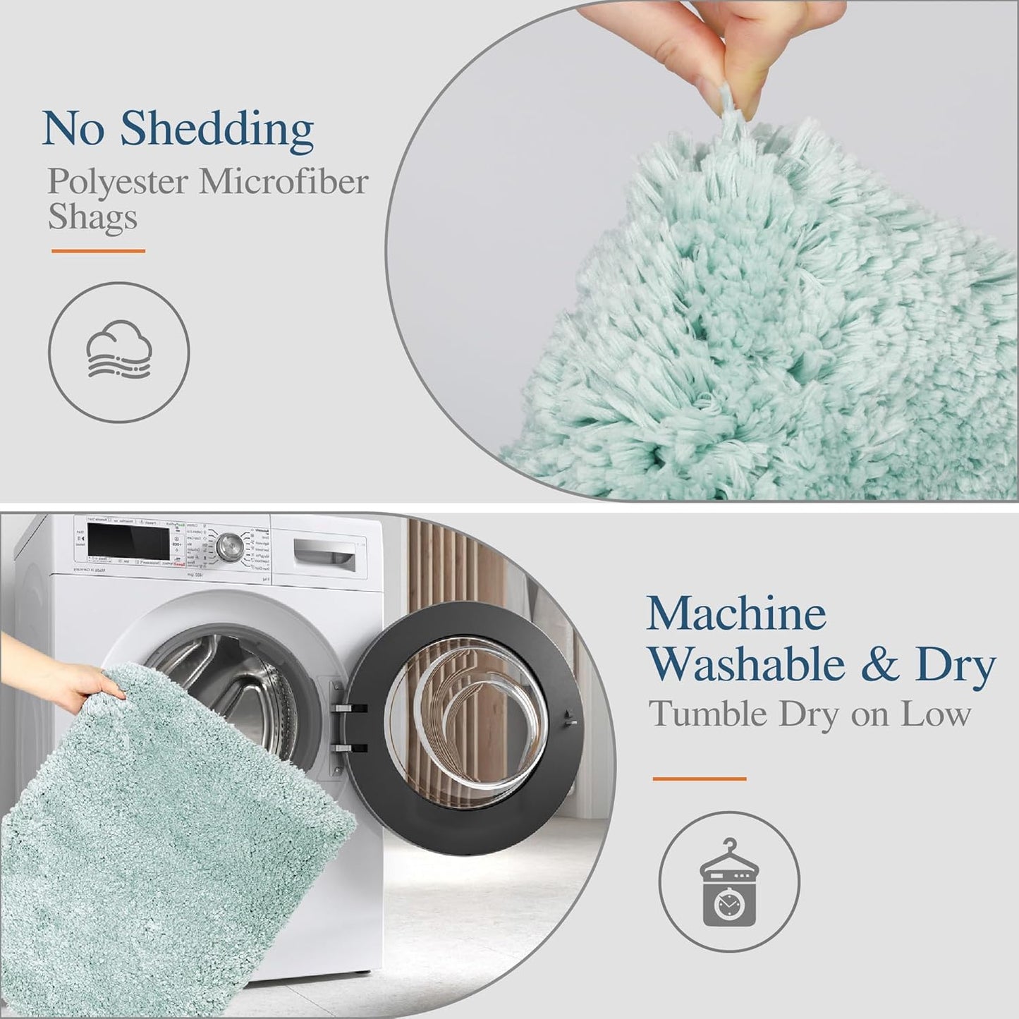 Walensee Large Bathroom Rug (24 x 60, Aqua) Extra Soft and Absorbent Shaggy Bath Mat Machine Washable Microfiber Non Slip Rubber Back