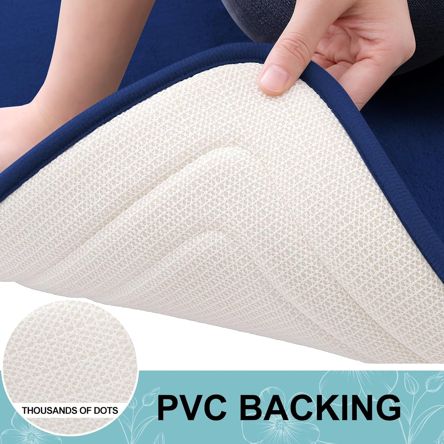 Grandaily Memory Foam Bath Mat Rug 30x20, Ultra Soft, Non-Slip and Absorbent Bathroom Rugs, Machine Wash Dry, Comfortable Bath Carpet for Bathroom Floor, Tub and Shower, Navy Blue