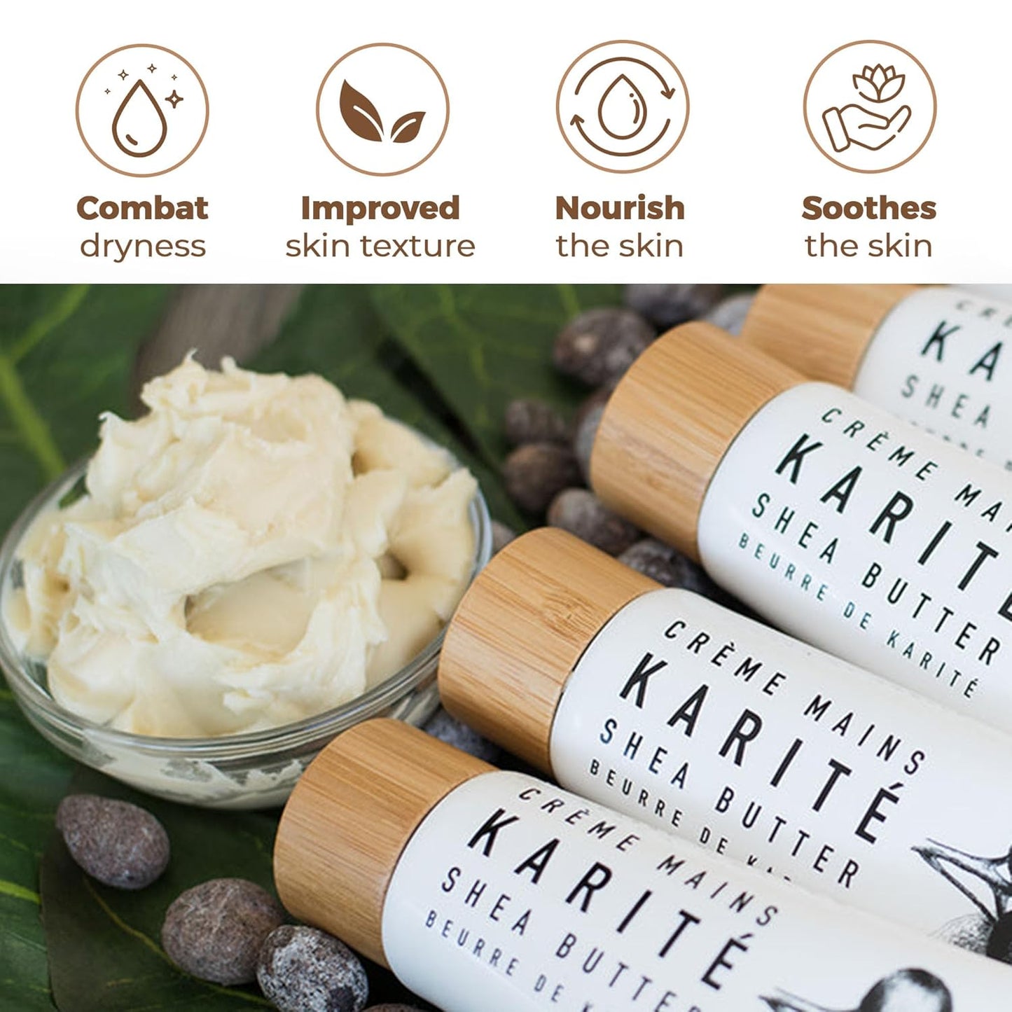 Karité Crème Mains Nourishing Hand Cream for Dry Hands | Shea Butter, Organic Jojoba & Rosehip Oil Blend | Dermatologist-Formulated and Approved | Cruelty-Free, Hypoallergenic Vegan Hand Cream