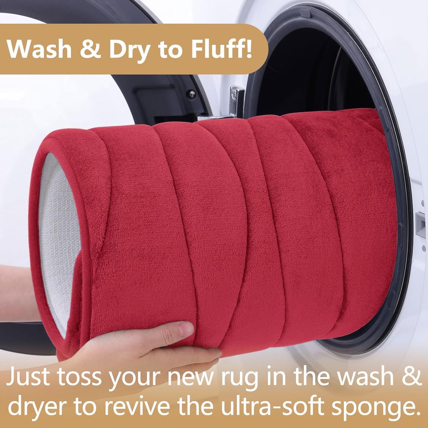 Buganda Memory Foam Bathroom Rug Mat 70x24, Extra Soft and Absorbent Bath Mats, Non-Slip and Machine Washable Bath Rugs for Bathroom Floor,Tub and Shower, Red