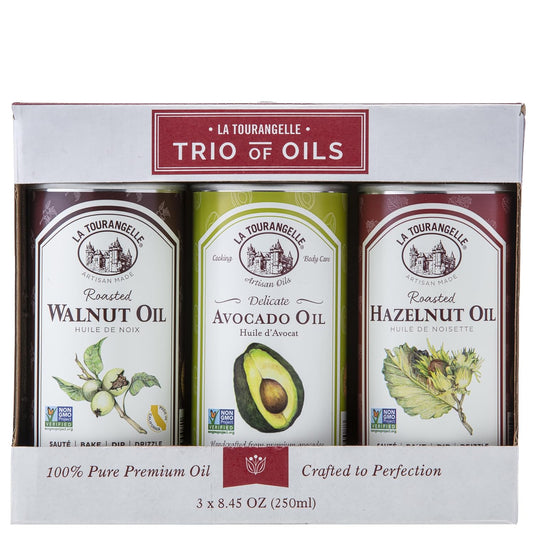 La Tourangelle, Favorites Trio of Oils - Roasted Walnut Oil, Avocado Oil, Toasted Sesame Oil, Gift Set, 8.45 fl oz (Set of 3)