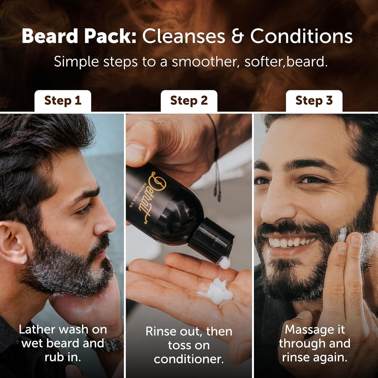 Detroit Grooming Co. Beard Wash & Conditioner Bundle – The Ultimate Beard Kit with Biotin & Argan Oil – Fresh Cherry Tobacco Scent – 8 oz Each (Ironwood)