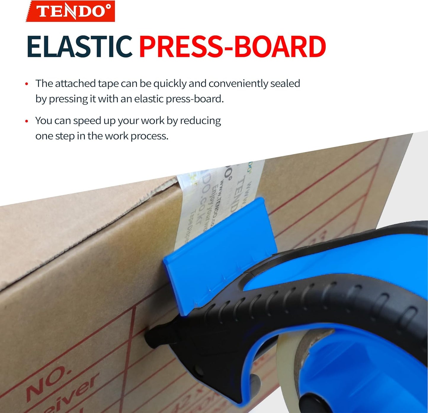 Heavy Duty Shipping Tape Dispenser: TENDO° Premium Line – Reusable, Replaceable, Eco-Friendly 2’’ Master Piece Dispenser for Pros with Patented 10° Sloped Chromium Blades - P-2200 (4th Gen.)_SkyBlue