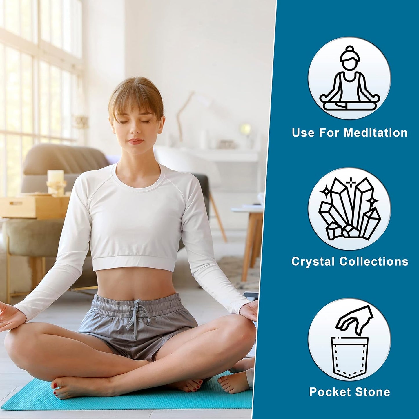 Crocon 50mm Labradorite Large Palm Stone 900+ Carats Pocket Worry Stones for Natural Chakra Balancing Reiki Healing Stones and Crystal Healing Spa Energy Crystals Gifts for Women