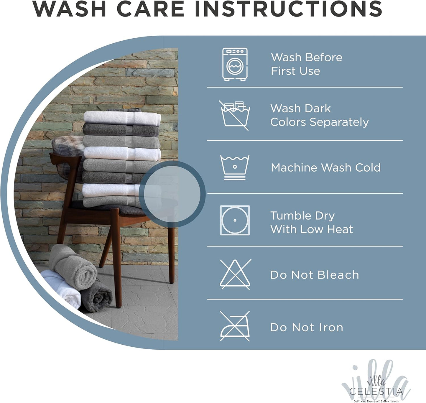 100% Cotton Hand Towel Set of 2, (16 x 28 inches) Sustainable, Soft, Highly Absorbent, Quick Drying, Combed Cotton Hand Towels Pack of 2 Ideal for Hotels, Spa, Bathroom, Dorm, Blue