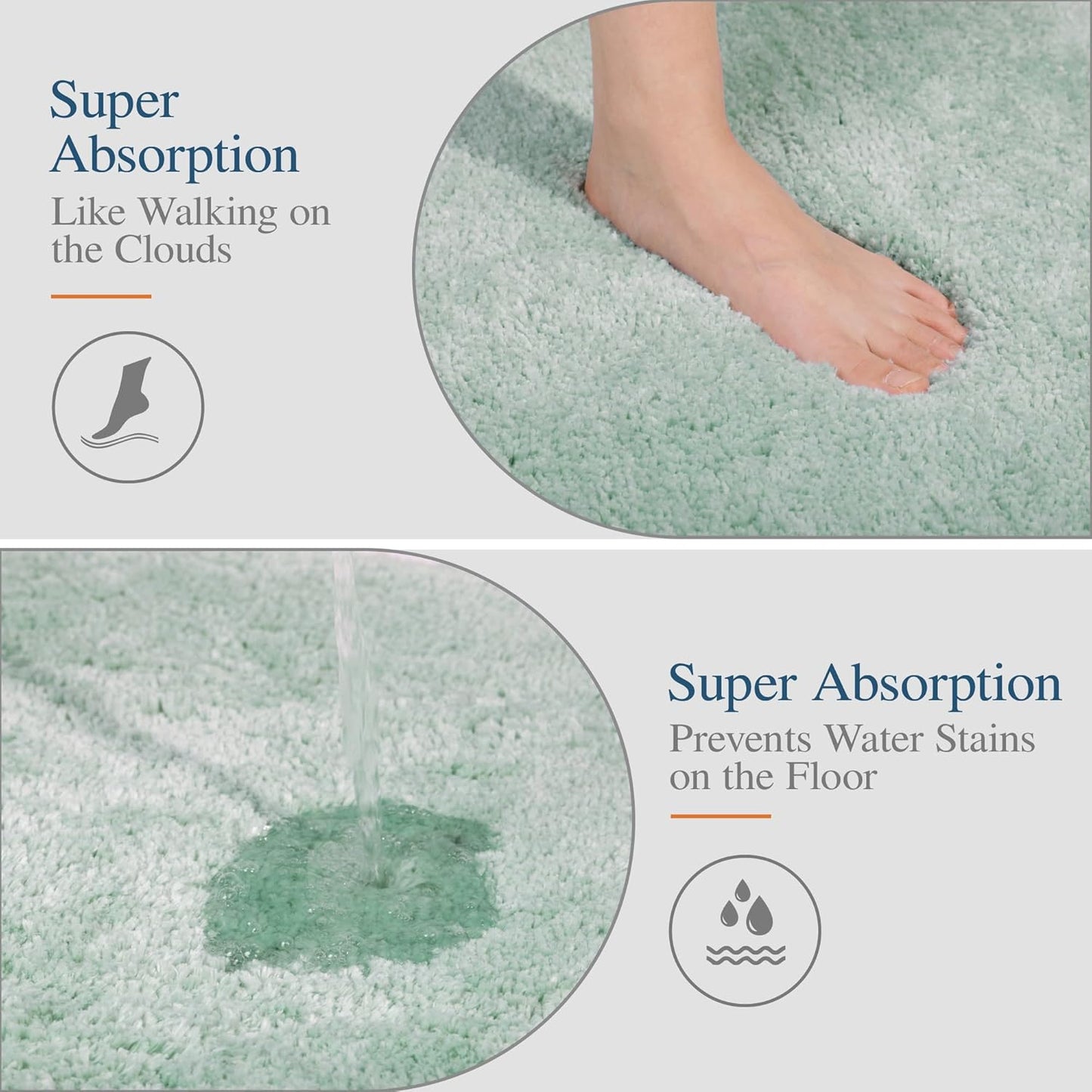 Walensee Bathroom Rug Non Slip Bath Mat (16 x 24, Aqua) Water Absorbent Soft Microfiber Shaggy Bathroom Mat Machine Washable Bath Rug Thick Plush Rugs for Shower