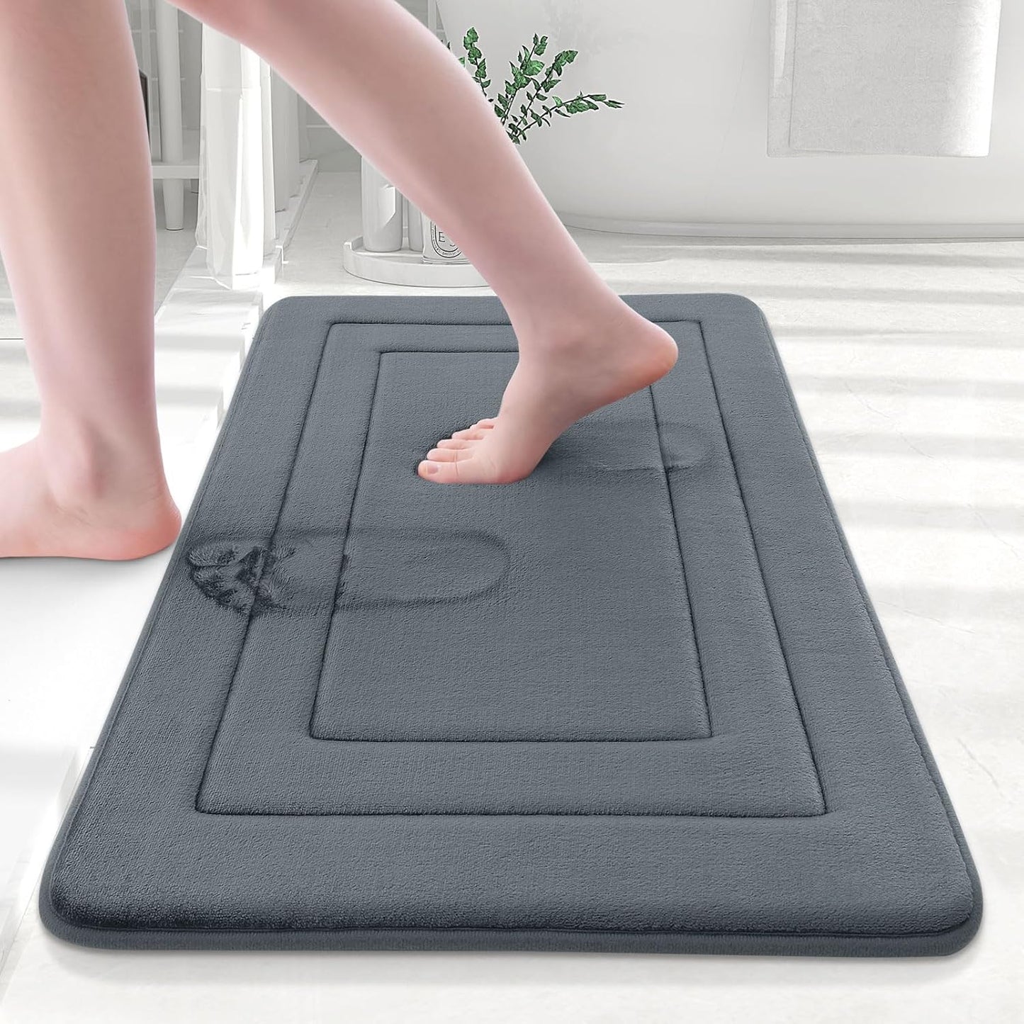 Arotive Memory Foam Bathroom Rug Mat 30x20, Ultra Soft and Absorbent Bath Mat, Machine Wash Dry, Comfortable Bath Rug Carpet for Bathroom Floor, Tub and Shower, Dark Grey