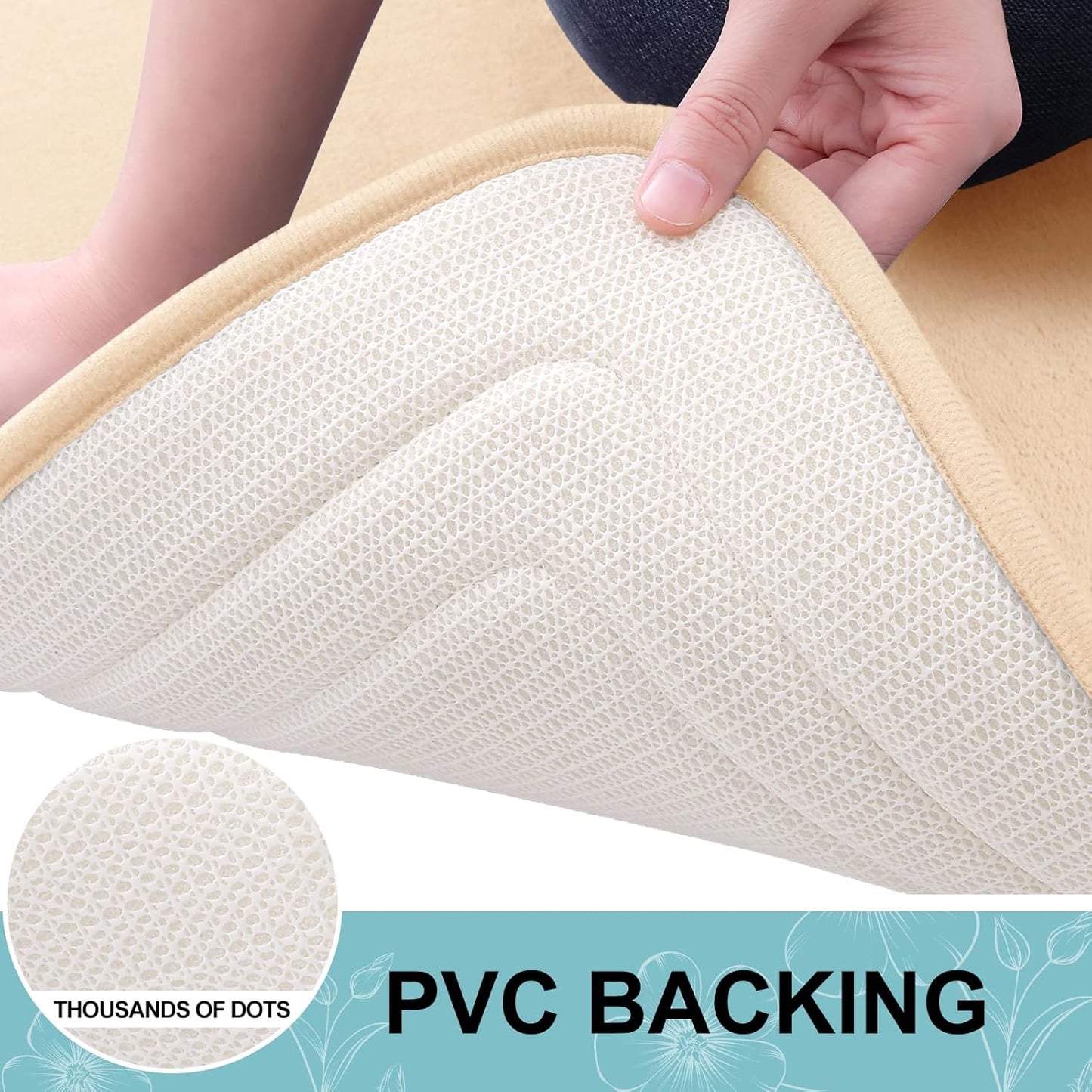 Grandaily Memory Foam Bath Mat Rug 36x24, Ultra Soft, Non-Slip and Absorbent Bathroom Rugs, Machine Wash Dry, Comfortable Bath Carpet for Bathroom Floor, Tub and Shower, Beige