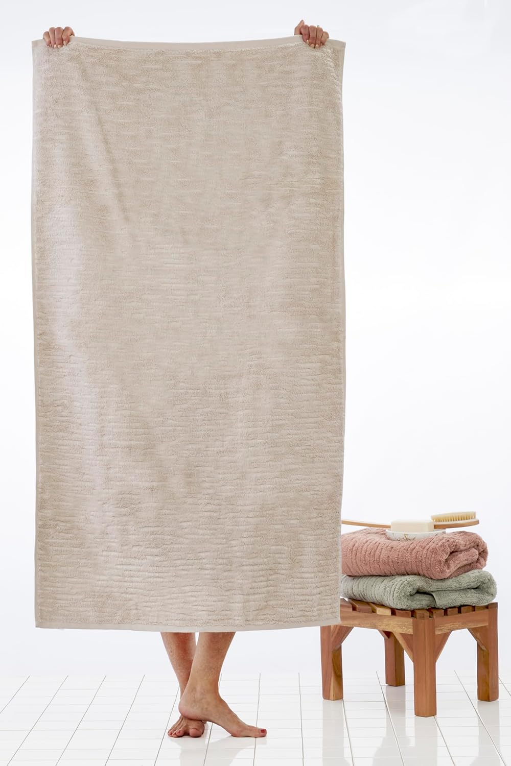 SKL Home CloudSoft Cotton Luxury 4 Pc Bath Towel Set, Oatmeal