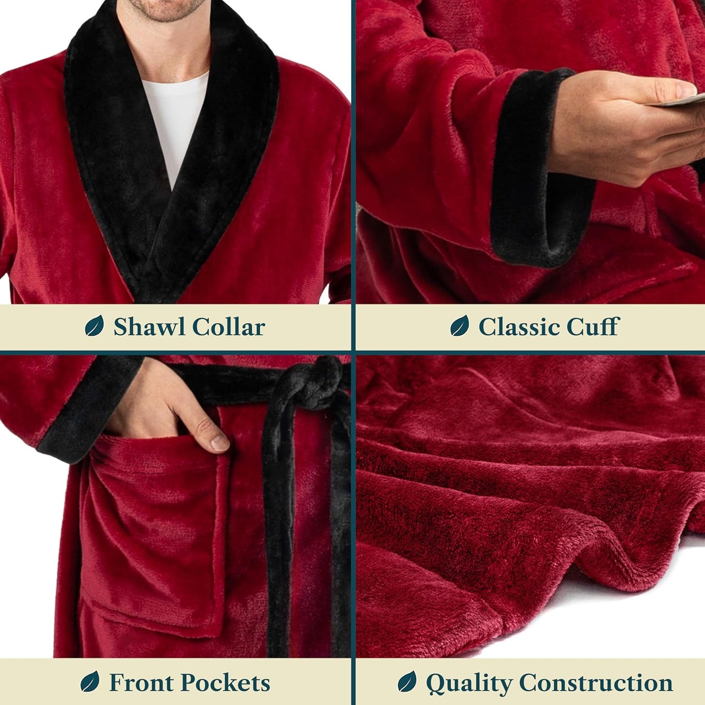 PAVILIA Mens Soft Robe Bathrobe for Men, Lightweight Fleece Male Robe Long Bath Shower Spa