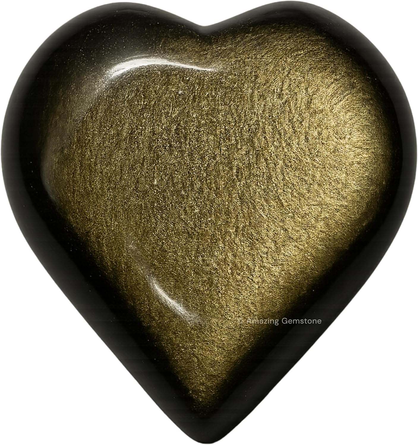 Amazing Gemstone Golden Sheen Obsidian Crystal Heart Palm Stone - Pocket Massage Worry Stone for Natural Body Chakra Balancing, Reiki Healing and Crystal Grid