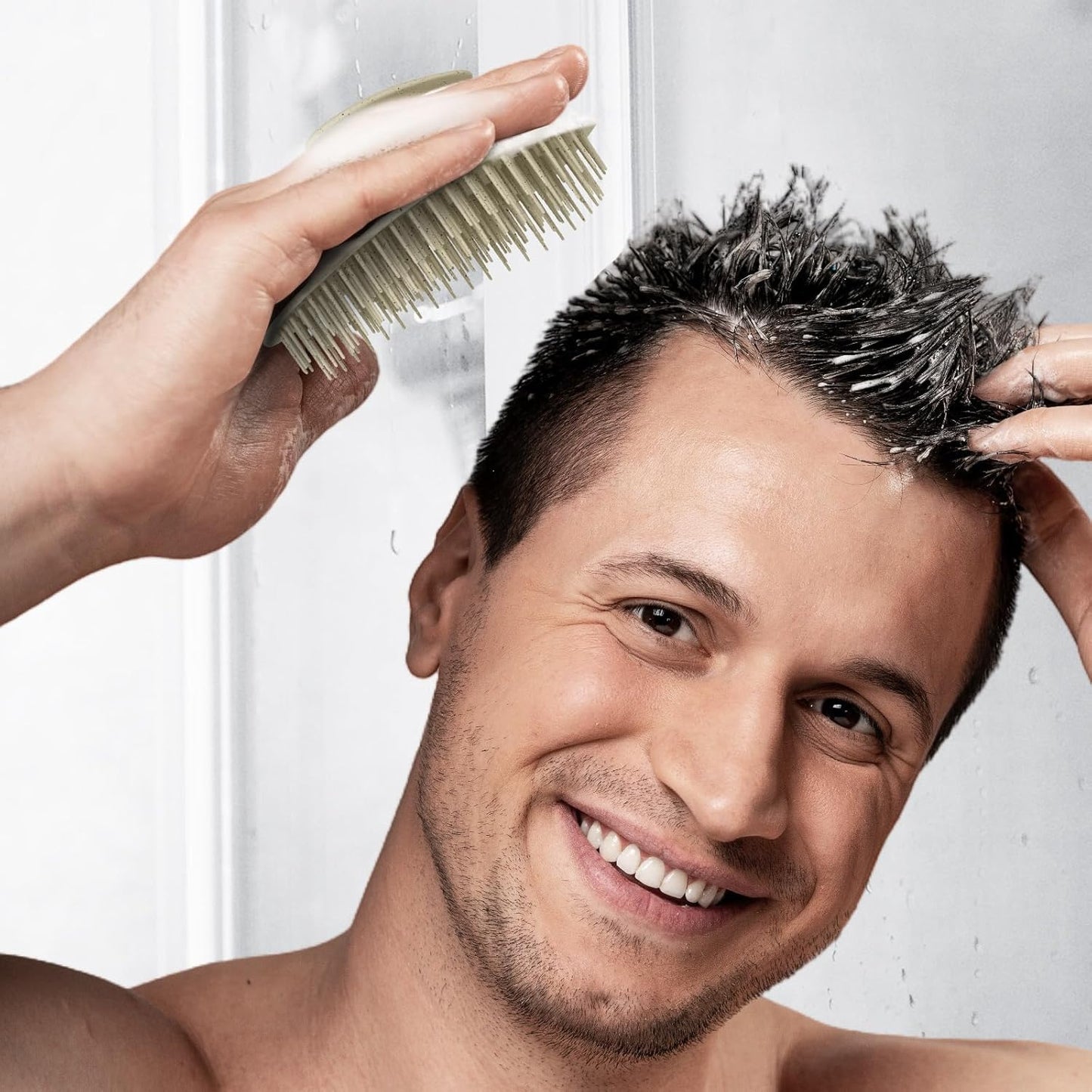 Scalp Massager Shampoo Brush,Scalp Scrubber for Dandruff Removal, Scalp Care Hair Brush Wet & Dry detangler for Men and Women. (Grey, 1pc- Soft for Short & Medium Hair)