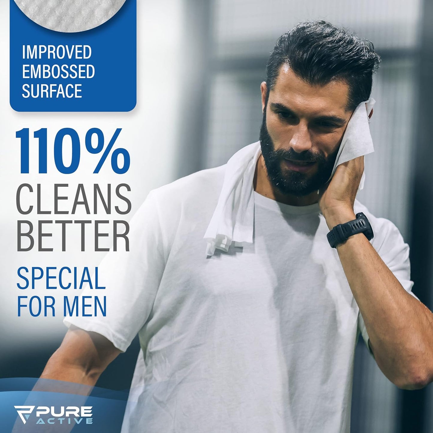 XXL Body Wipes for Face and Body, Deodorizing Men's Shower Wipes for Camping, Travel, and After Workout, 12x12 Blue Ice Scented 30 Pack