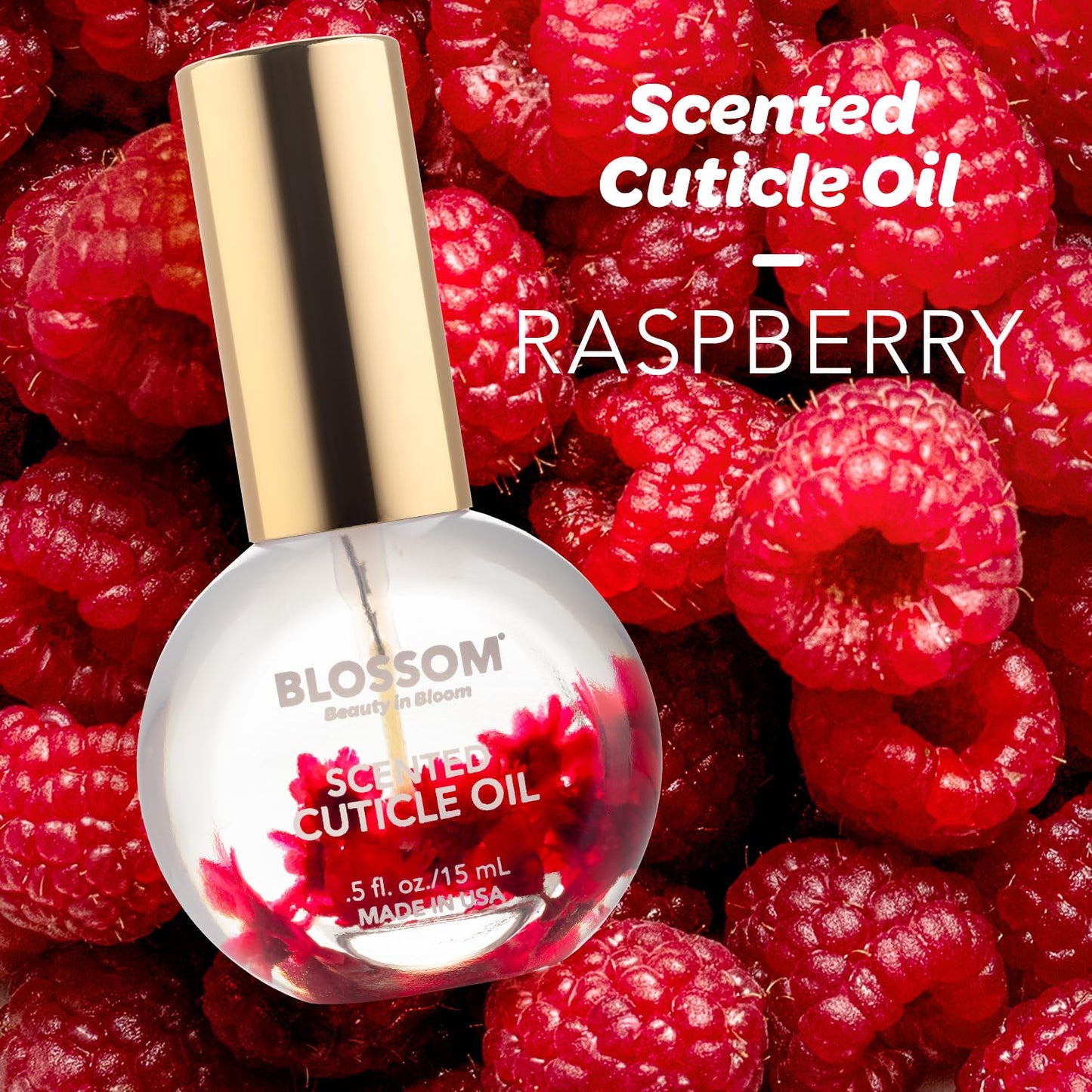 Blossom Cuticle Oil for Nails, Hydrating, Moisturizing, Scented Nail Oil Cuticle Care, Infused with Real Flowers, Made in USA, 0.5 fl. oz, Amazon Exclusive, Raspberry