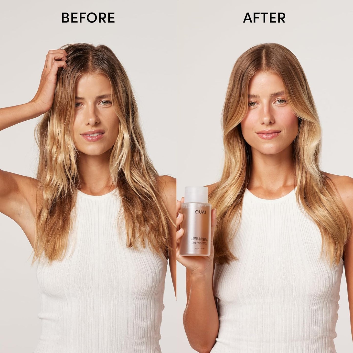 OUAI Detox Shampoo & Medium Hair Conditioner Bundle - Clarifying Shampoo for Build Up, Dirt, Oil, Product and Hard Water & Hydrating Conditioner for Medium Hair (2 Count)